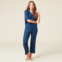 Dream Relaxed V-Neck with Capri Lounge Set- Midnight