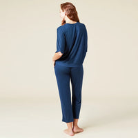 Dream Relaxed V-Neck with Capri Lounge Set- Midnight