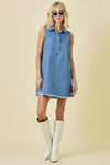 Sleeveless Denim Shirt Dress