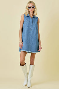 Sleeveless Denim Shirt Dress