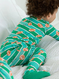 Baby Bamboo Viscose Tackles & Touchdowns Football Footed One Piece Pajama