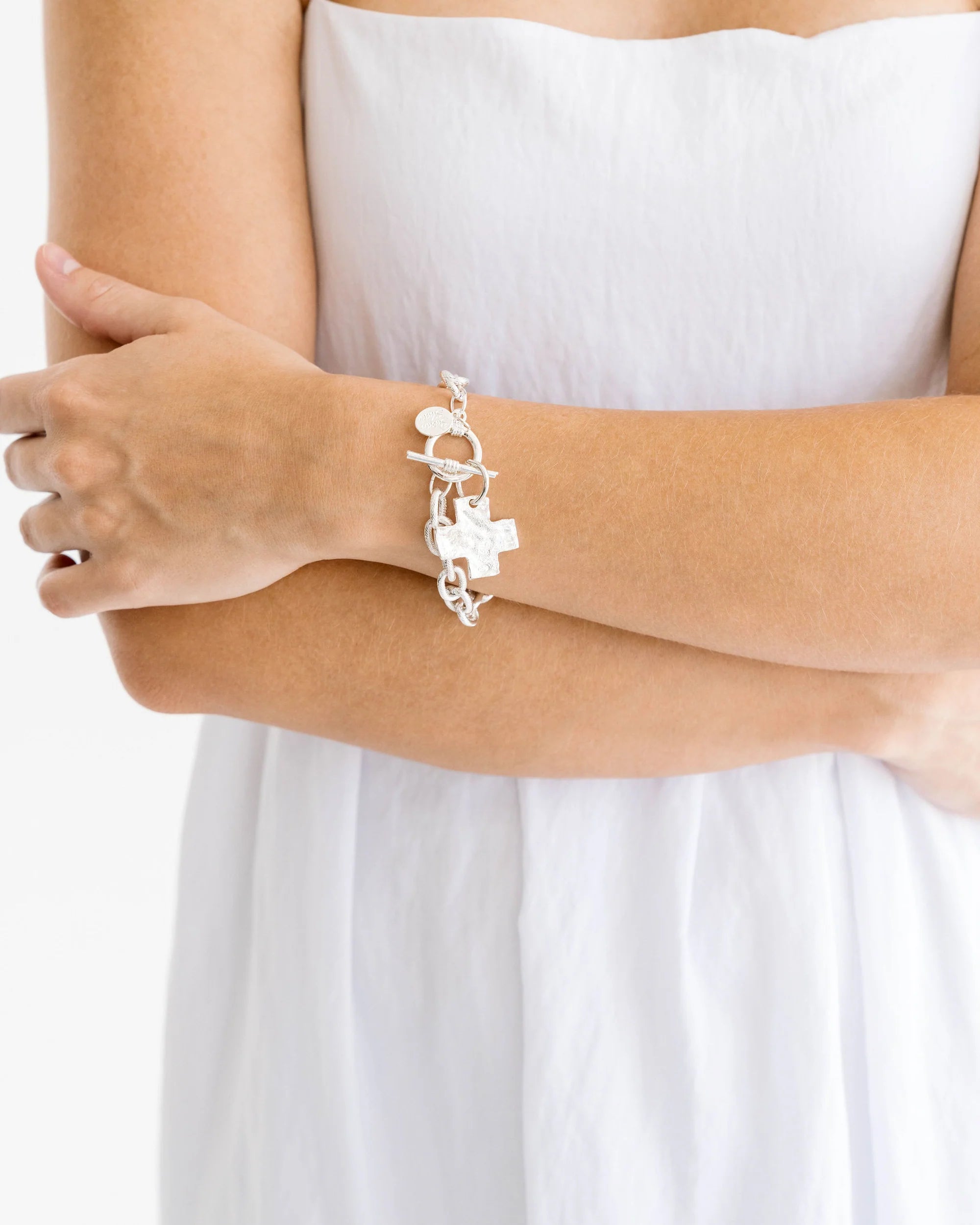Silver Cross Toggle Bracelet