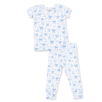 Blue Bows And Flowers-Short Sleeve Loungewear Set