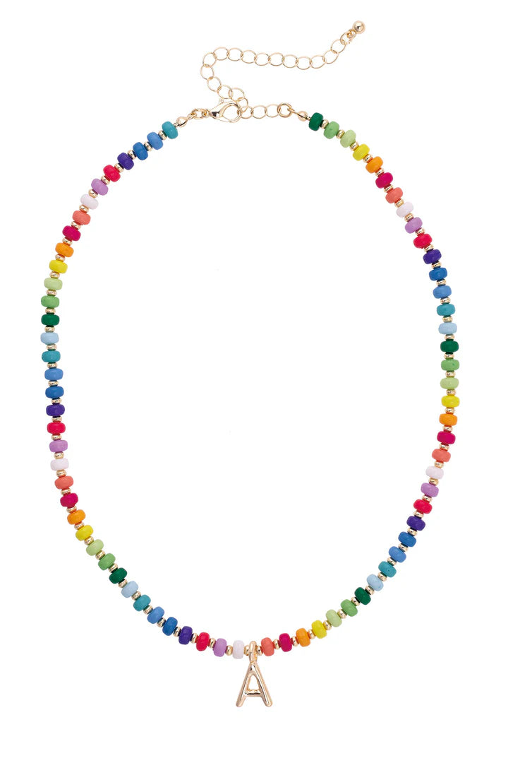 Ruthie Rainbow Beaded Children's Initial Necklace
