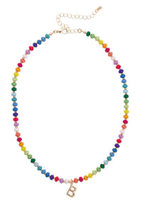 Ruthie Rainbow Beaded Children's Initial Necklace