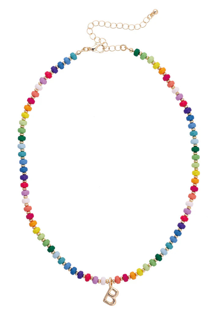 Ruthie Rainbow Beaded Children's Initial Necklace