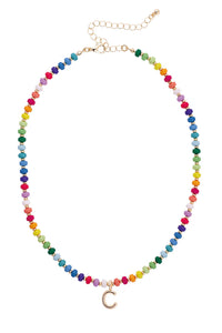 Ruthie Rainbow Beaded Children's Initial Necklace