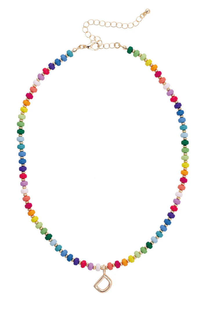 Ruthie Rainbow Beaded Children's Initial Necklace