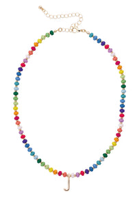 Ruthie Rainbow Beaded Children's Initial Necklace