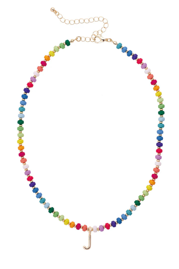 Ruthie Rainbow Beaded Children's Initial Necklace