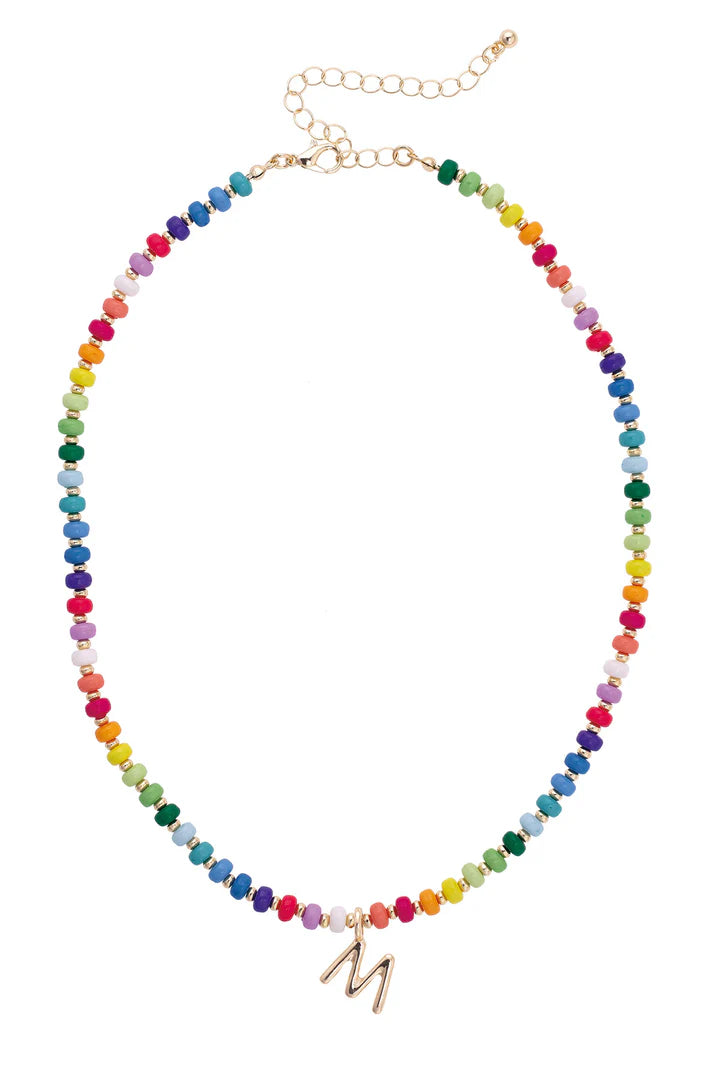 Ruthie Rainbow Beaded Children's Initial Necklace
