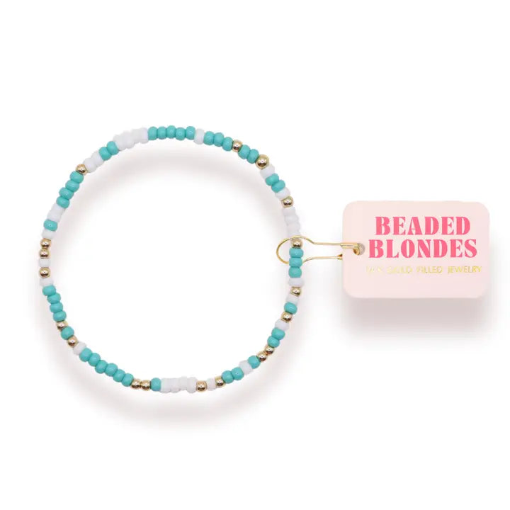Turquoise and White Sprinkle Bracelet