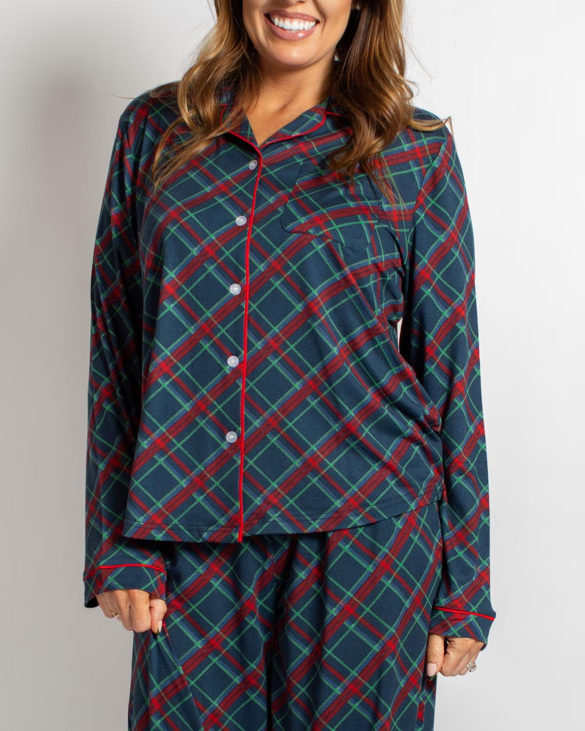 Layton Plaid Long Sleeve Button Up Pajama Pant Set
