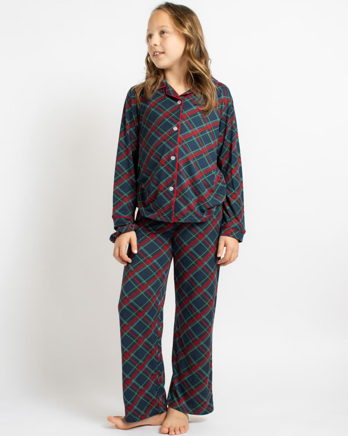 Girl's Layton Plaid Long Sleeve Pajama Set