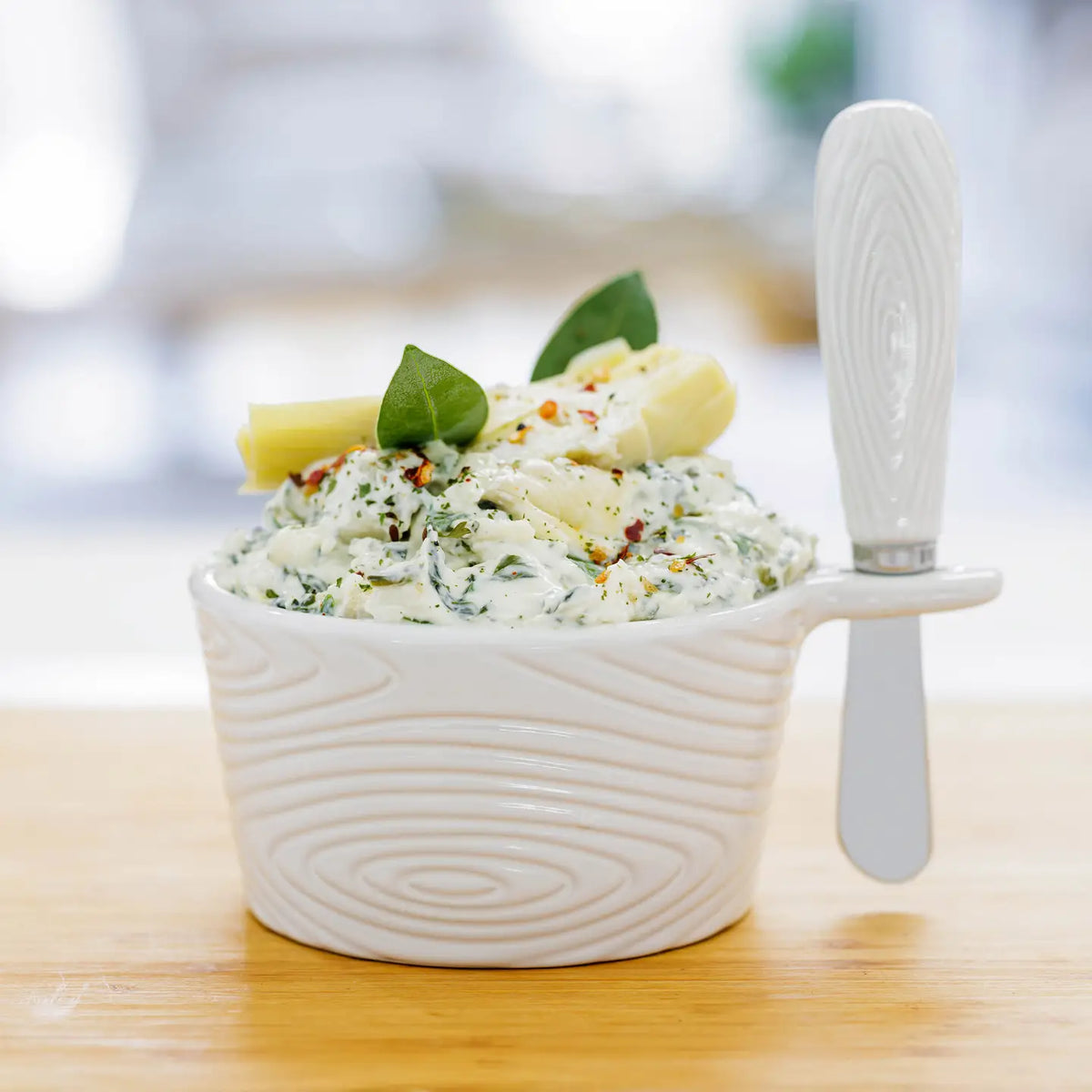Dip Bowl With Spreader-Woodland White