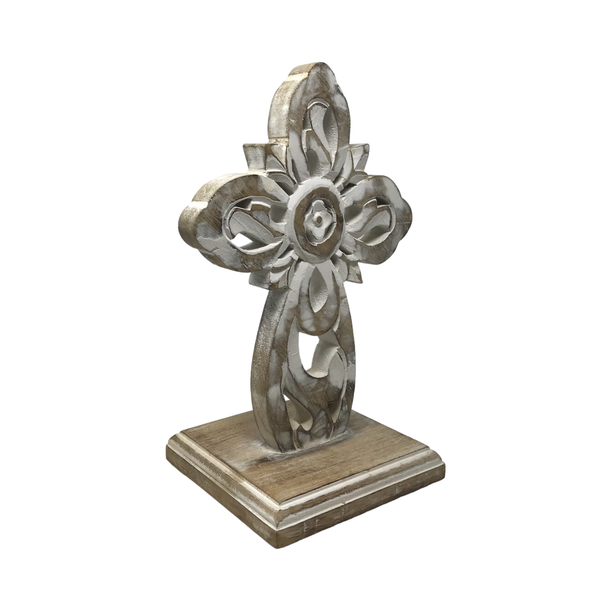 Double Sided Carved Mango Wood San Cristobal Table Cross