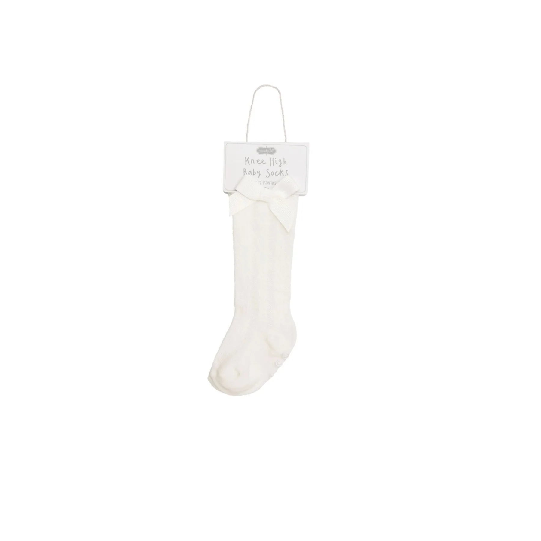 White Tall Bow Socks