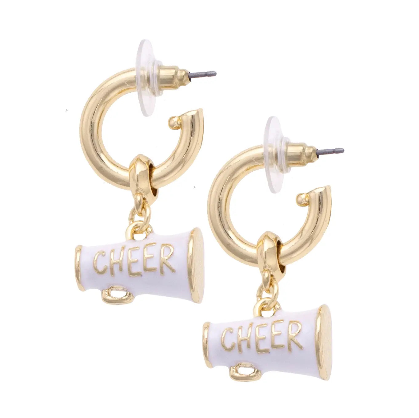 Cheer Enamel Drop Hoop Earrings