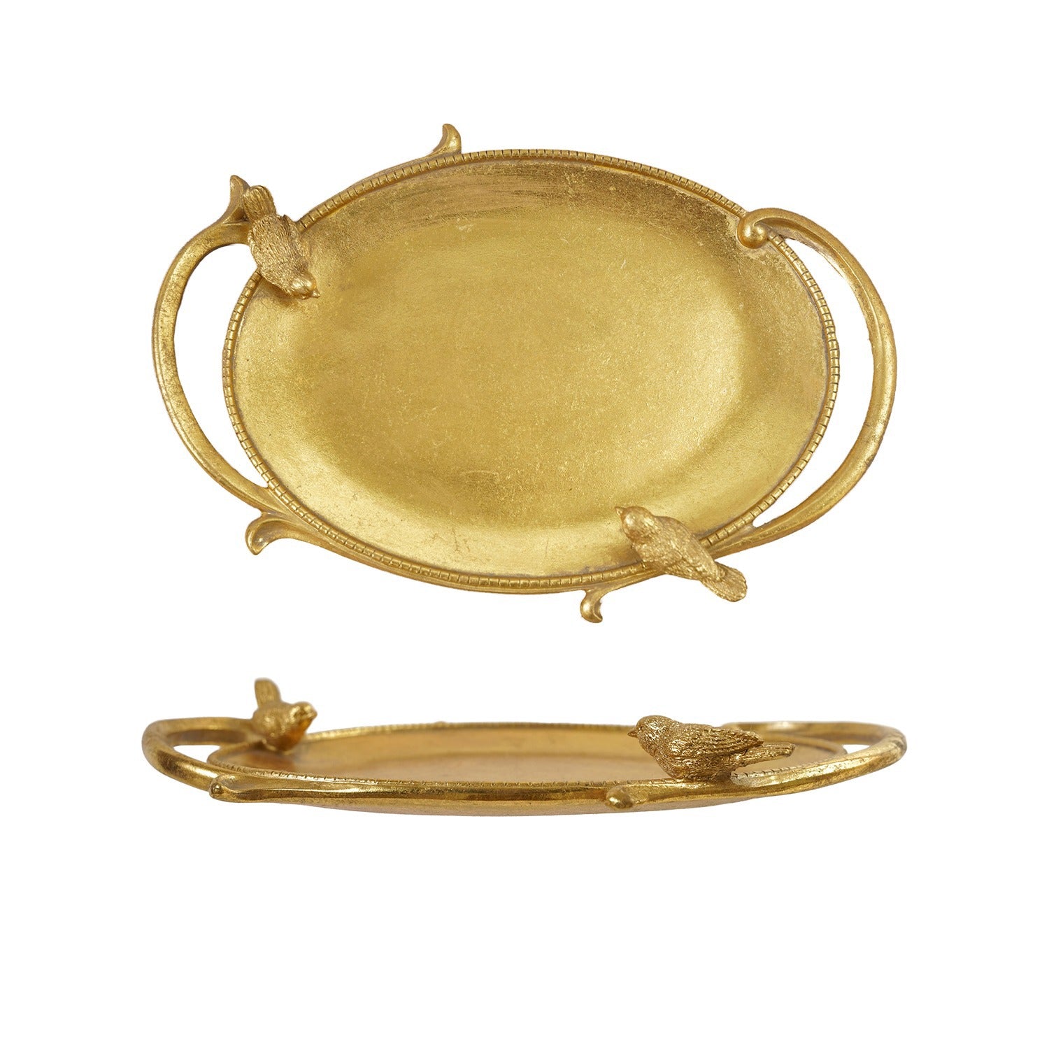 Gold Decorative Resin Tray With Handles