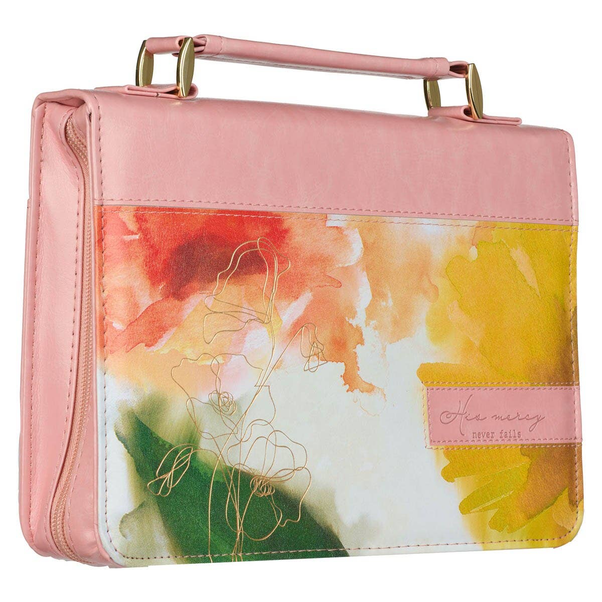 Bible Cover Fashion Watercolor His Mercy Never Fails: Large