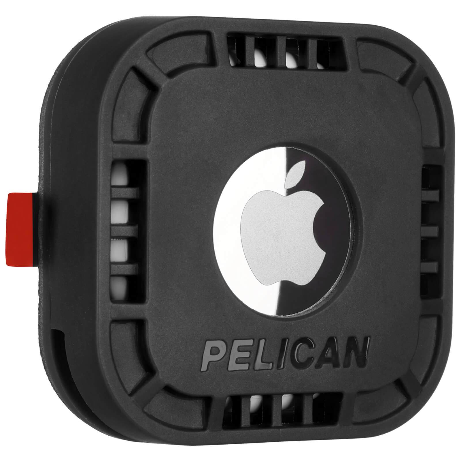 Black protective case with Apple logo and 'Pelican' branding on a white background