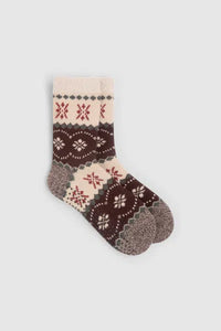Cozychic Lined Fairisle Slipper Socks In Umber Multi