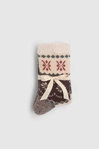 Cozychic Lined Fairisle Slipper Socks In Umber Multi