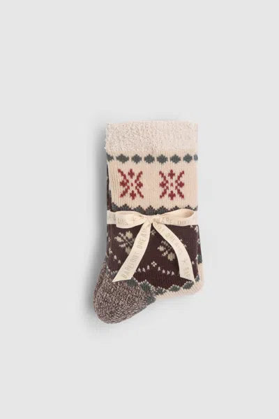 Cozychic Lined Fairisle Slipper Socks In Umber Multi