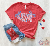 Adult USA Bows on Heather Red