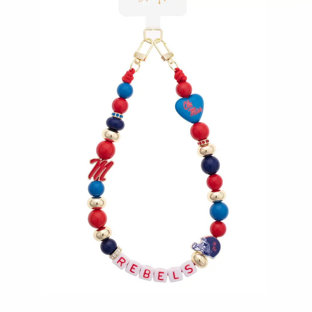 Ole Miss Rebels Beaded Cellphone Wristlet
