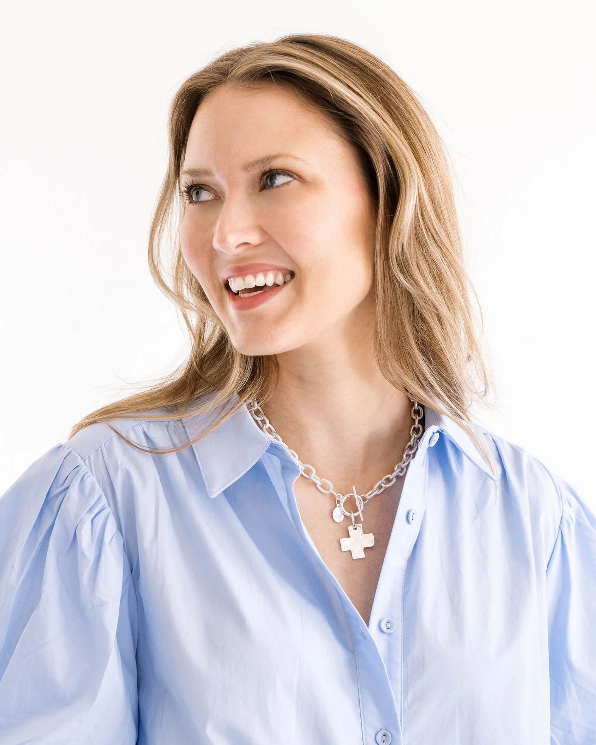 Cross Toggle Necklace-Silver