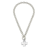 Cross Toggle Necklace-Silver
