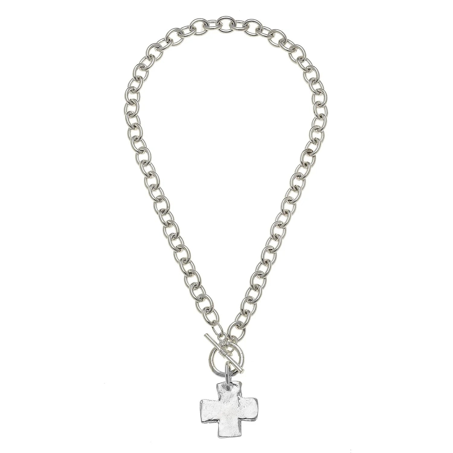 Cross Toggle Necklace-Silver