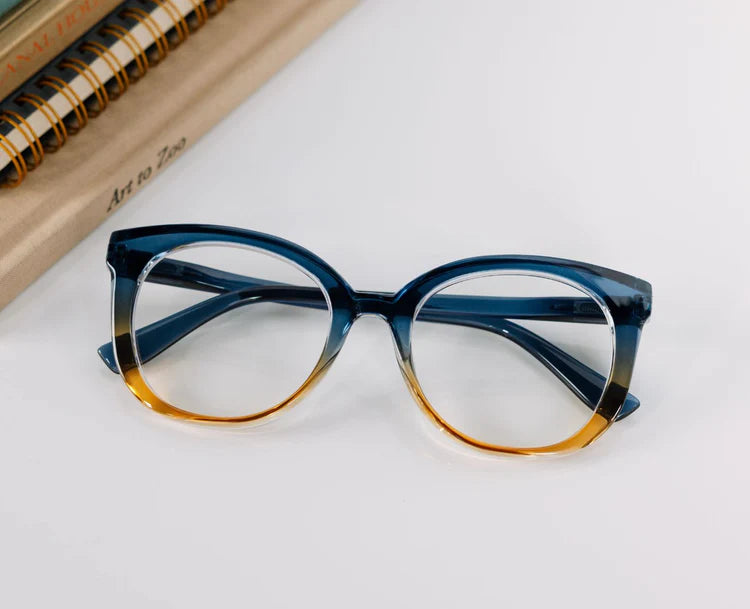Fiona Reading Glasses-Blue/Amber Ombre