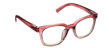 Pink eyeglasses on a white background