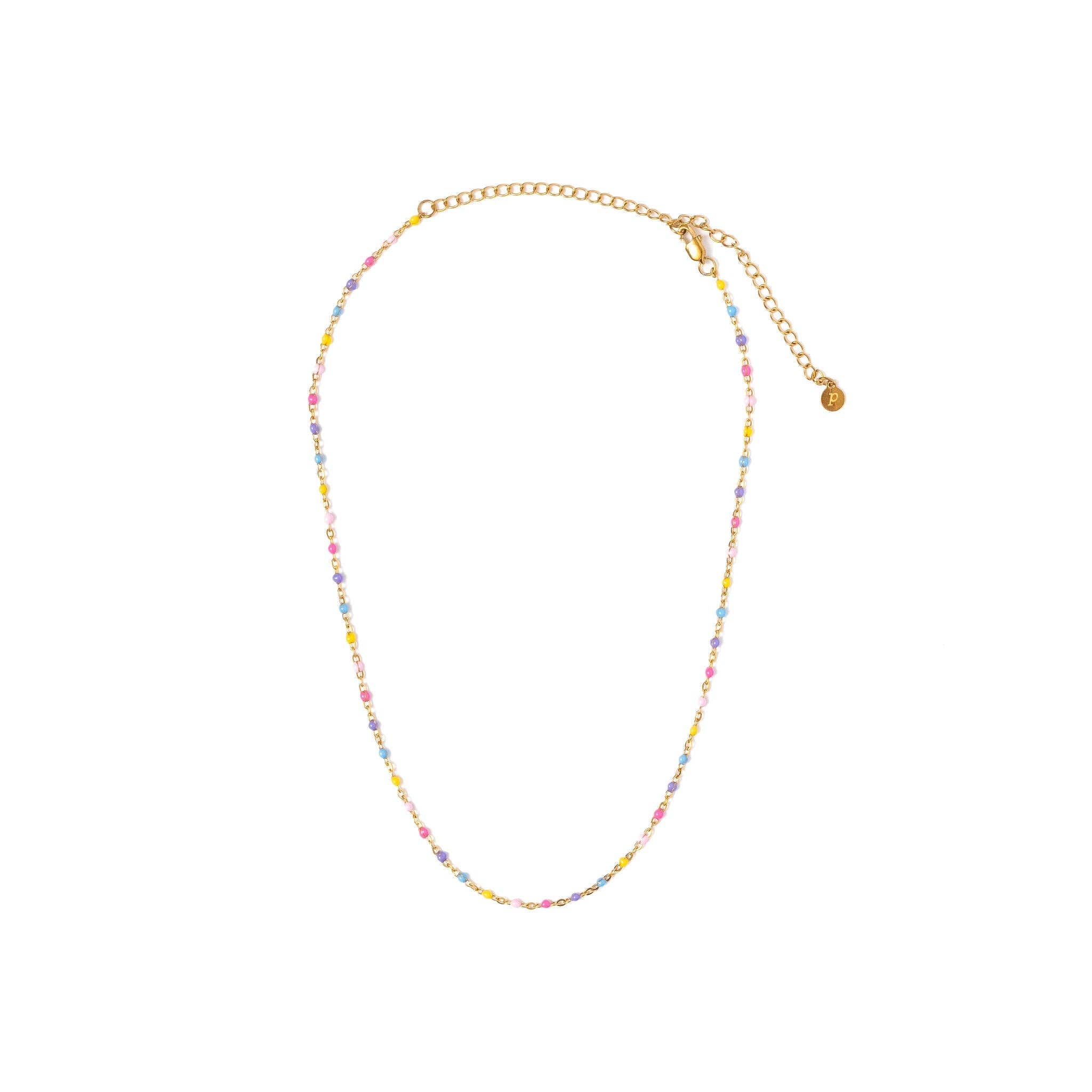 Enamel Bead Necklace: Rainbow