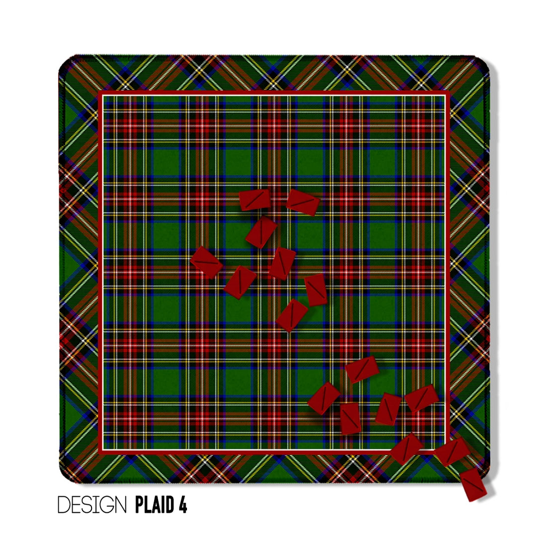 Green Christmas Plaid Mahjong Mat