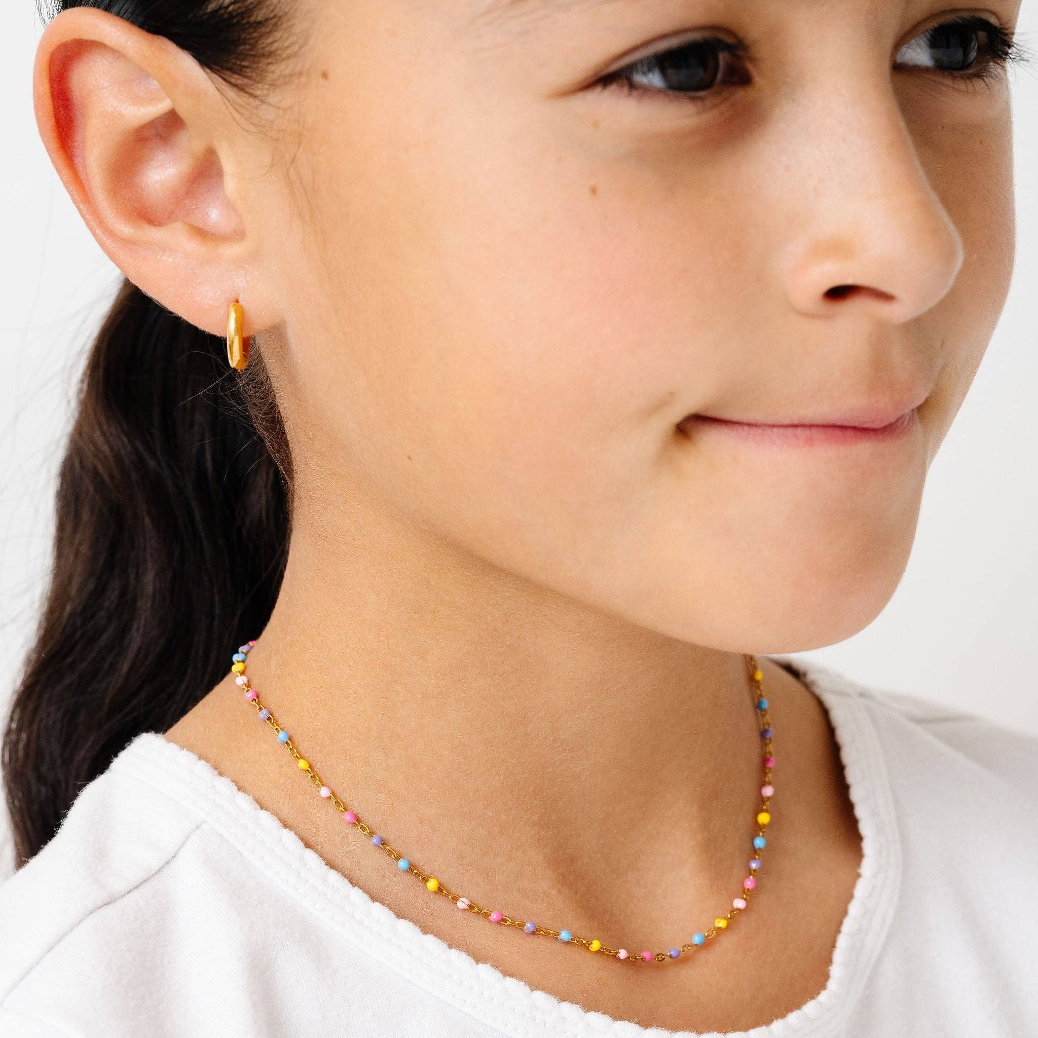 Enamel Bead Necklace: Rainbow