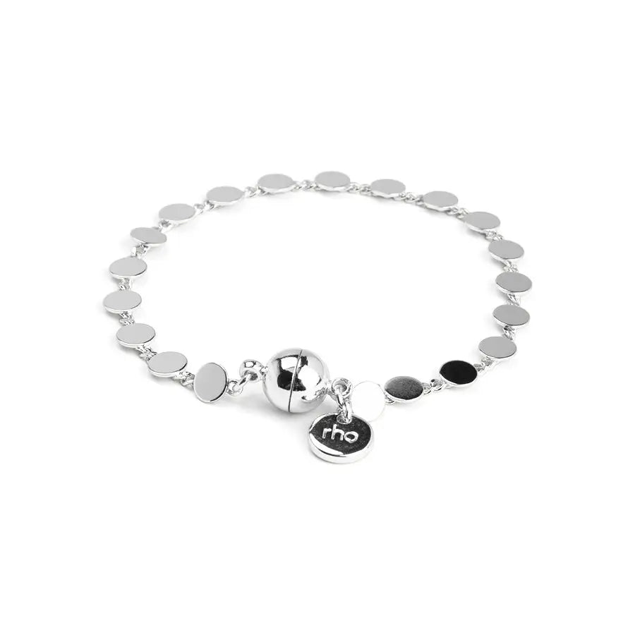 Dot Disc Chain Magnet Bracelet-Silver
