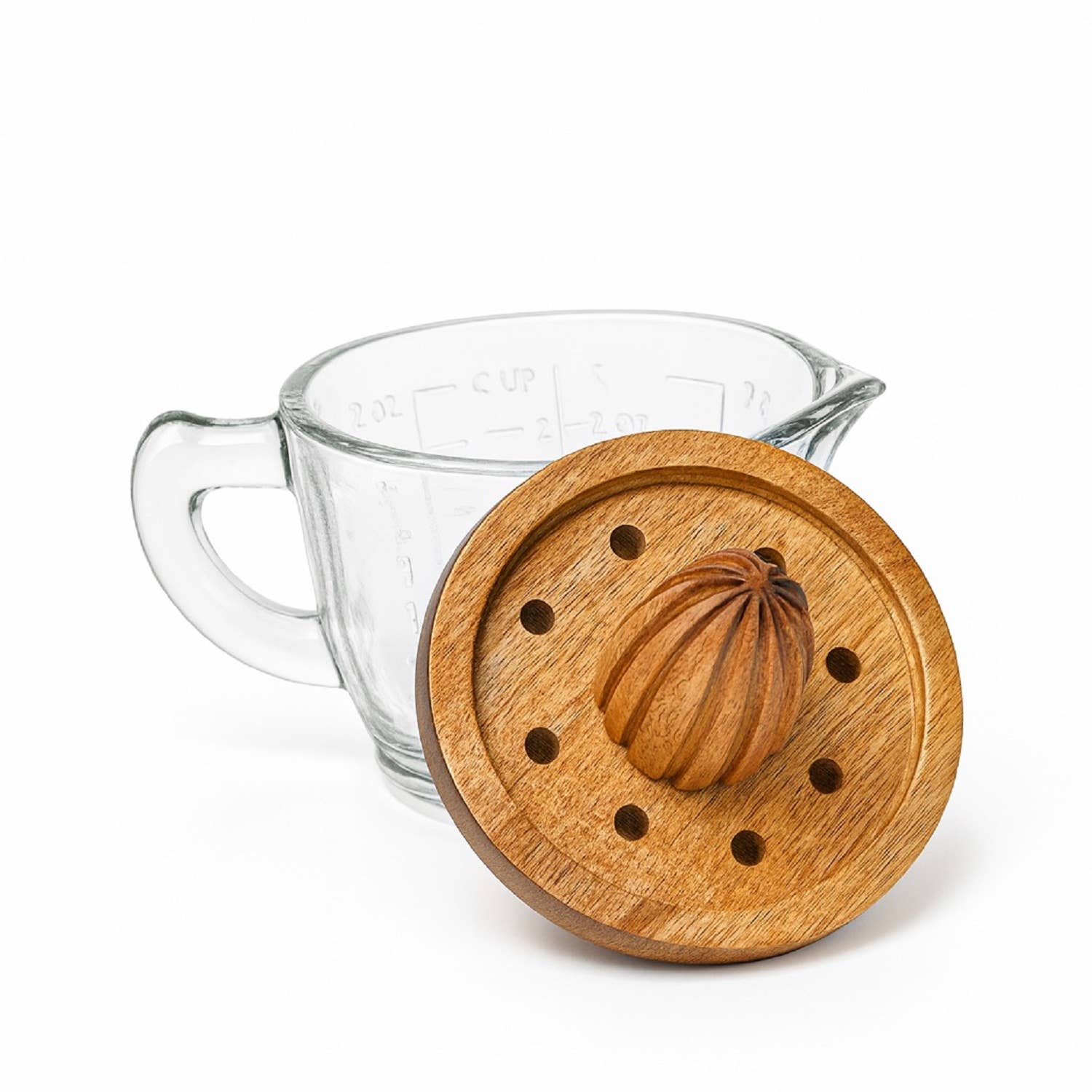 Wood Juicer with Glass Cup: Glass / Mango Wood