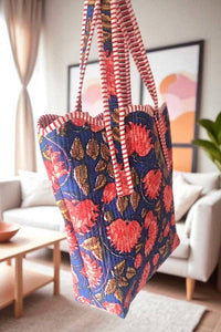 Rustic Garden Floral Scalloped Tote Bag