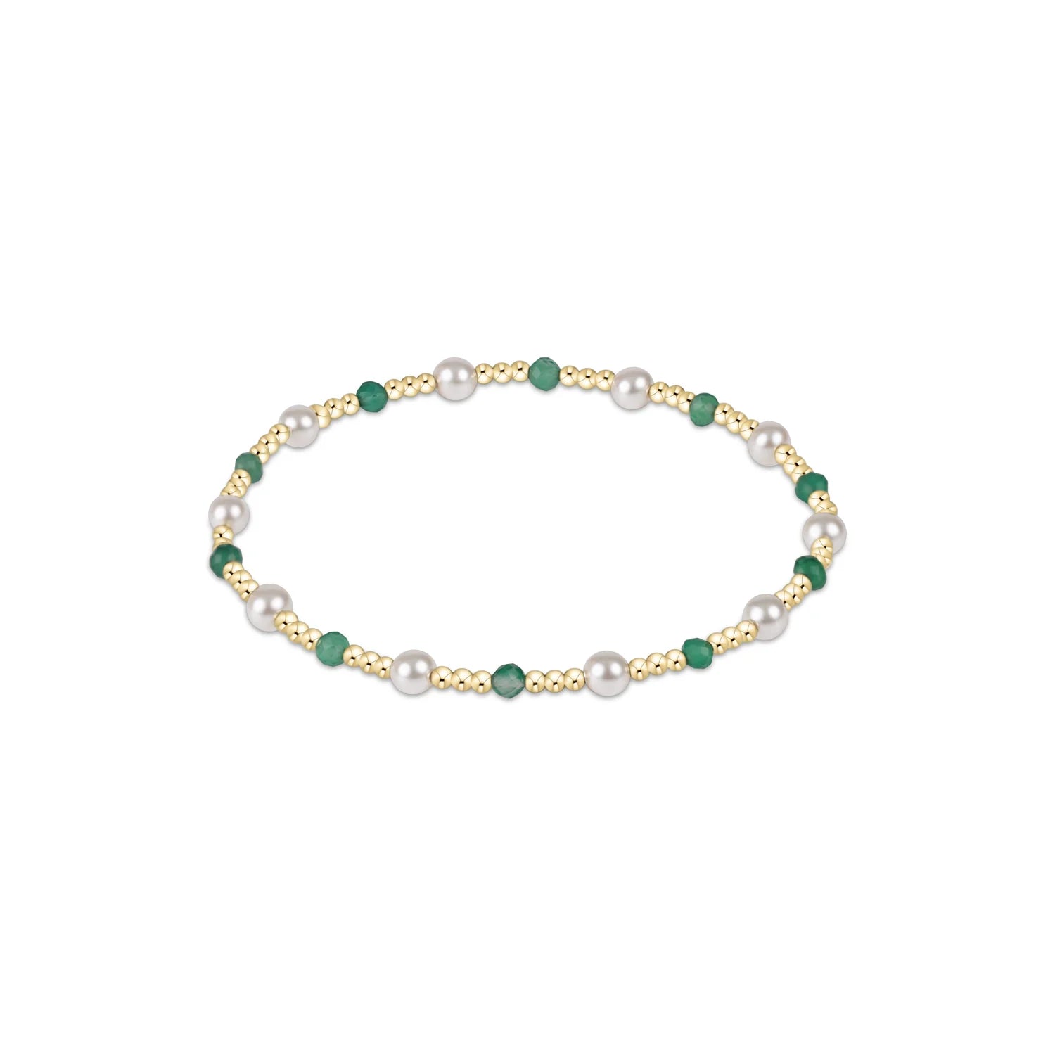 Pearl Sincerity Pattern 4mm Bead Bracelet- Green Onyx