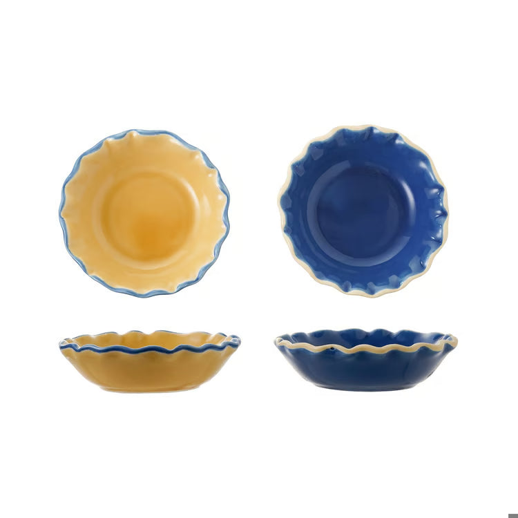 Ruffled Ceramic Dish With Colored Edge
