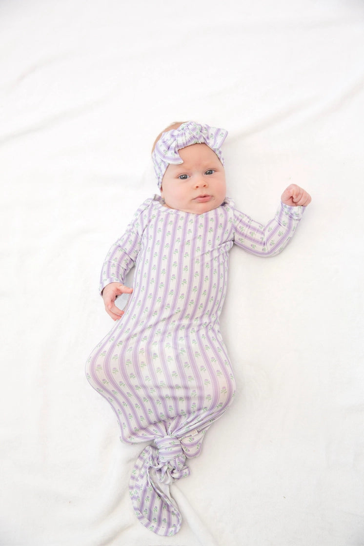 Lilac Ribbons Knotted Gown 0-3 Month