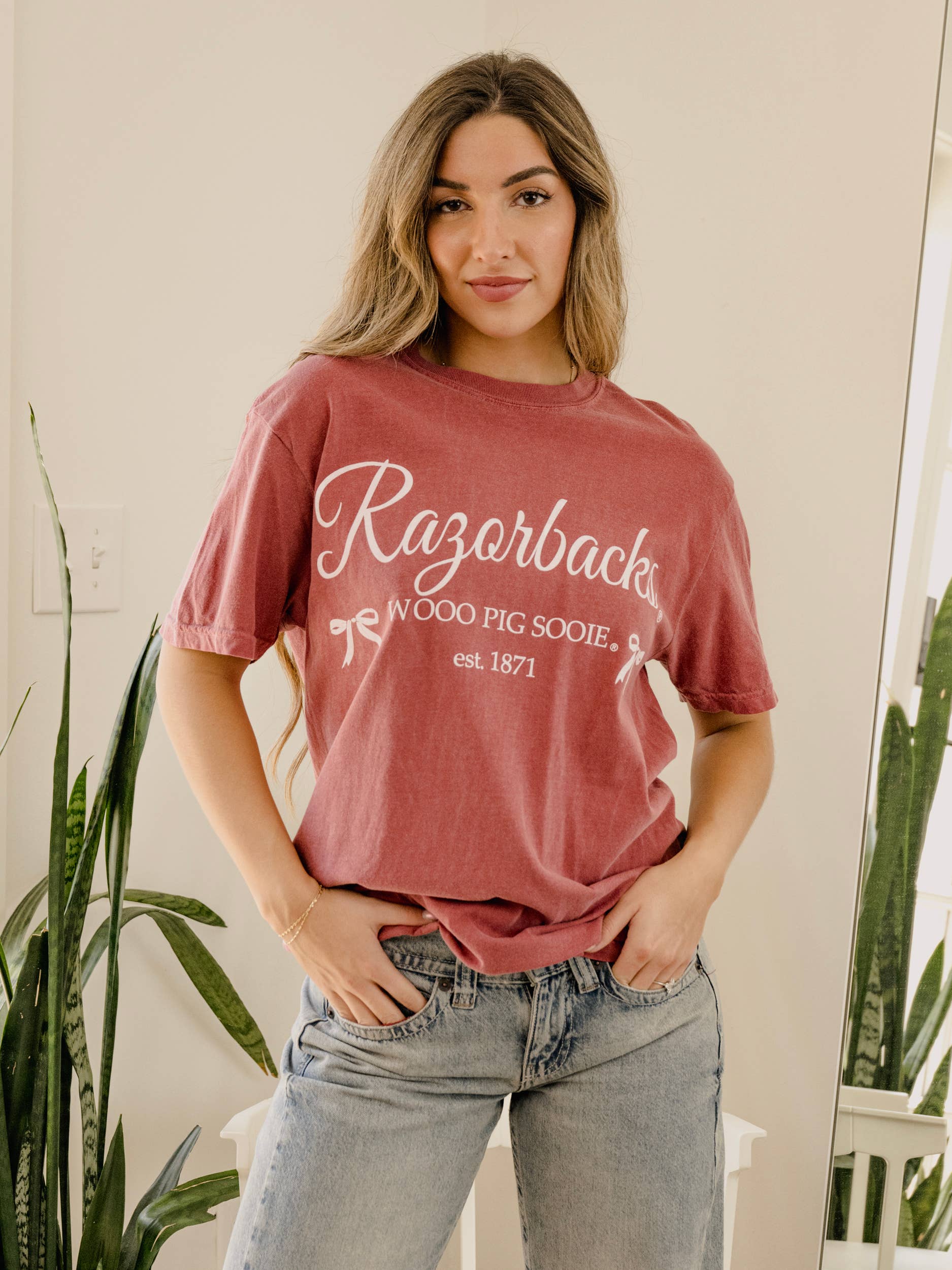 Arkansas Razorbacks Bows Cardinal Comfort Colors Tee