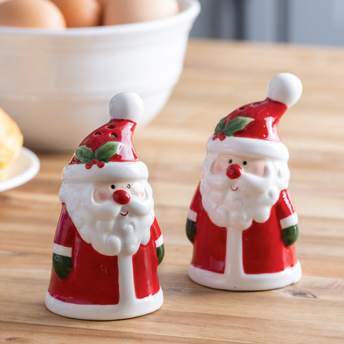 Ceramic Santa Claus Shaped Salt & Pepper Shaker Set