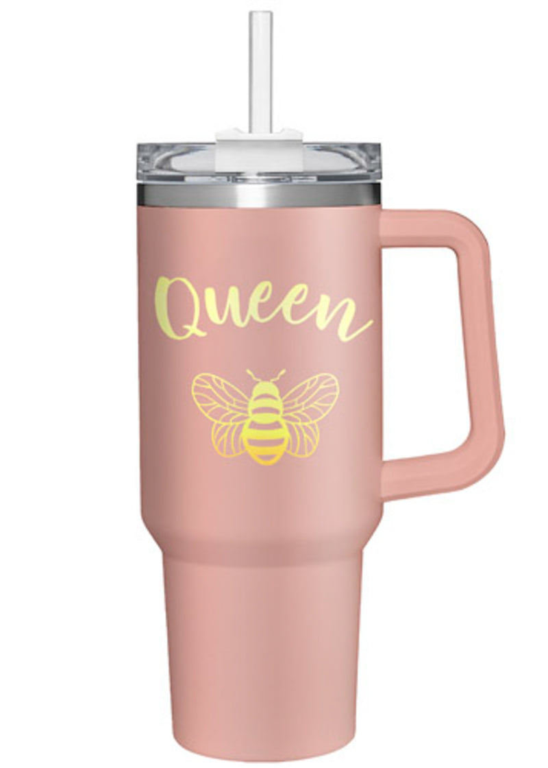 40oz Stainless Steel Canyon Cup w/ Straw, Queen Bee