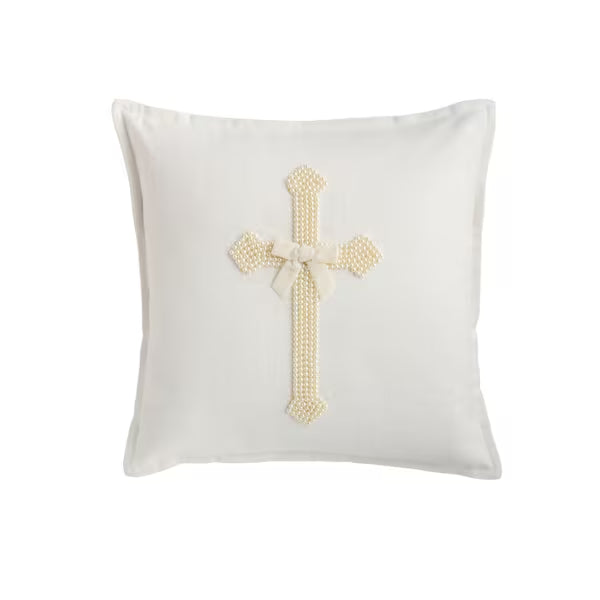 Cross Pearl Embroidered Pillow