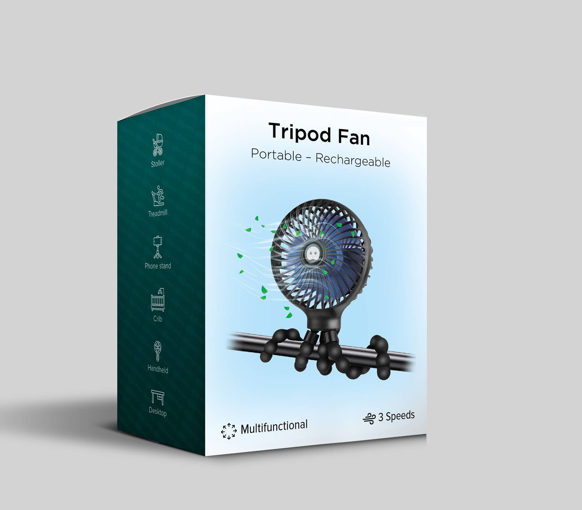 Portable Tripod Fan: White