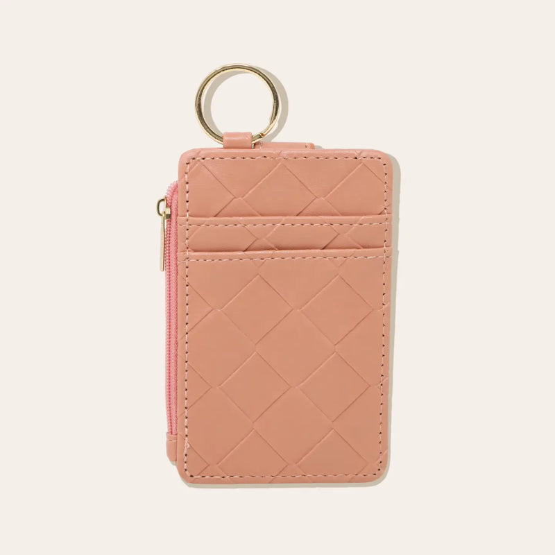 Woven Keychain Wallet-Rose